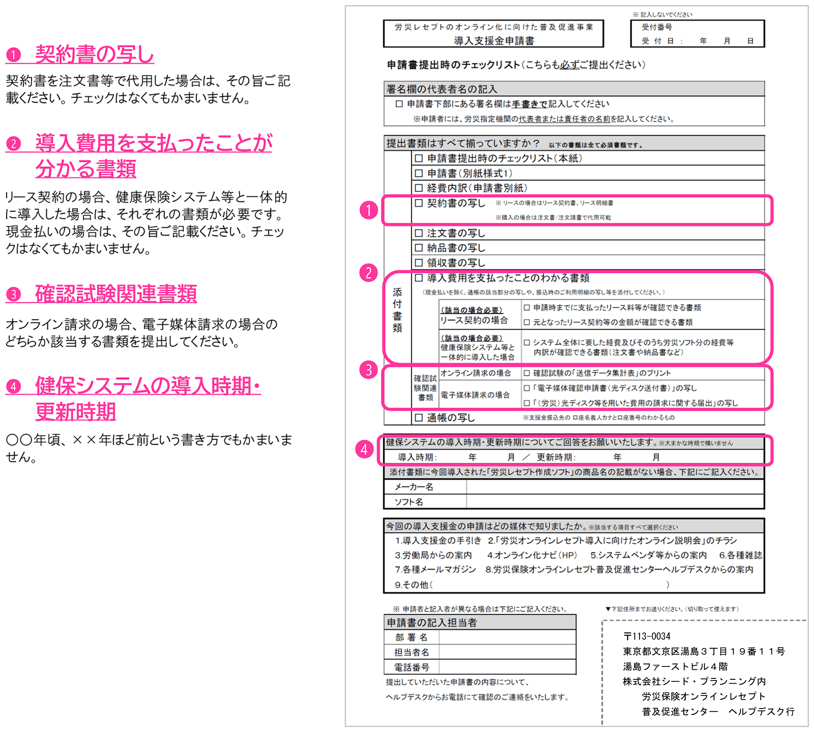 申請書提出時のチェックリスト
